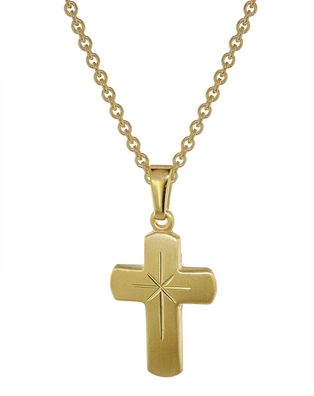 trendor Schmuck Kreuz für Kinder Gold 333 mit goldplattierter Silberkette 48610