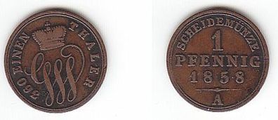 1 Pfennig Kupfer Münze Schaumburg Lippe 1858 A ss+