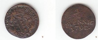 1/2 Pfennig Kupfer Münze Sachsen Saalfeld 1798 f. ss