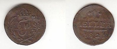 1 Heller Kupfer Münze Sachsen-Hildburghausen Herzogtum 1821 s/ ss