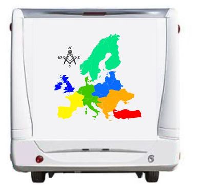 Europakarten Aufkleber Europa Karte Aufkleber zusammen ergeben 60x60cm (291)
