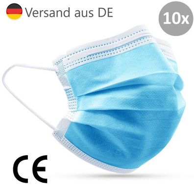 10 x Atemschutzmasken Exclusiv Mundschutz Maske Schutzmaske gegen Viren - 3-lagig