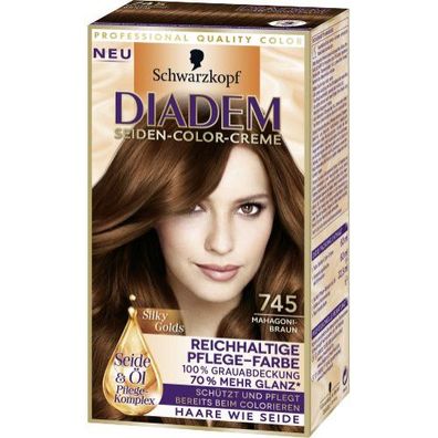 Diadem Seiden Color Creme Nr.745 Mahagoni-Braun 142,5 ml (3-er Pack)