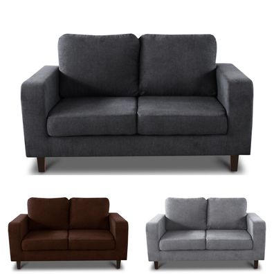Sofa Kera 2-Sitzer - Velours Stoff, Holzfüße, Couch 2-er, Loungesofa, Sofagarnitur