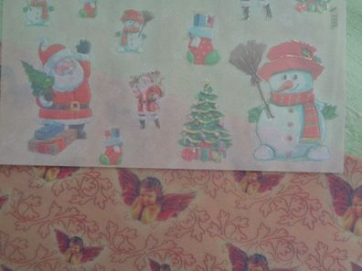 Motivbogen Kartenkarton Transparentpapier Weihnachtsmann Engel Schneemann.....