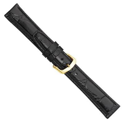Krokoprägung Ersatzband Uhrenarmband Kalbsleder schwarz 20905G