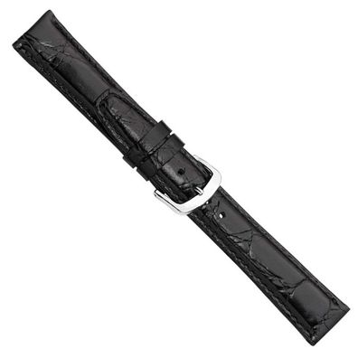 Krokoprägung Ersatzband Uhrenarmband Kalbsleder schwarz 20906S