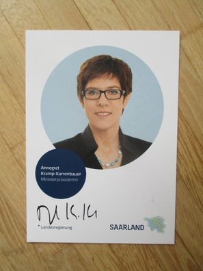 Saarland Ministerpräsidentin Annegret Kramp-Karrenbauer handsigniertes Autogramm!!!