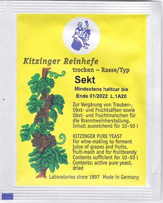 Kitzinger Reinhefe Sekt Hefe ausreichend für 10-50 L - 5 g