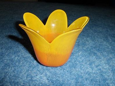 Teelichthalter in Blumenform-gelb/ orange