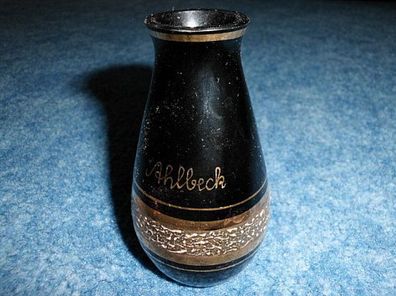 niedliche kleine ältere Vase-Ahlbeck- schwarz/ gold