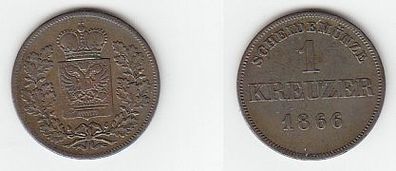 1 Kreuzer Kupfer Münze Schwarzburg Rudolstadt 1866 ss