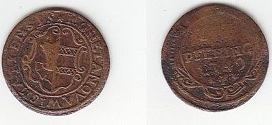 3 Pfennige Kupfer Münze Wismar 1749 F s/ f. ss