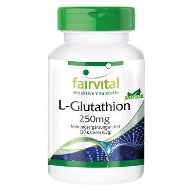L-Glutathion 250mg 120 Kapseln in aktiver reduzierter Form - fairvital