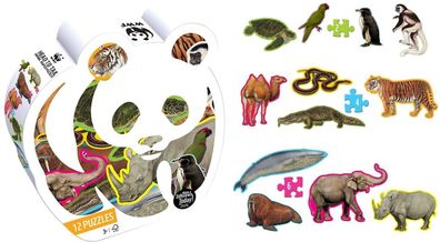 WWF 12x Tierform Puzzle Set Tierschutz Kinderpuzzle Lernpuzzle Puzzel Tiere