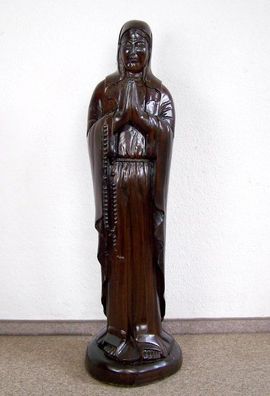 Heiligenfigur Madonna Holz Nussbaumton Skulptur Statue