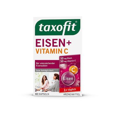 taxofit® Eisen + Vitamin C 40 Kapseln Eisenzufuhr Verwertungshelfer Vitamine