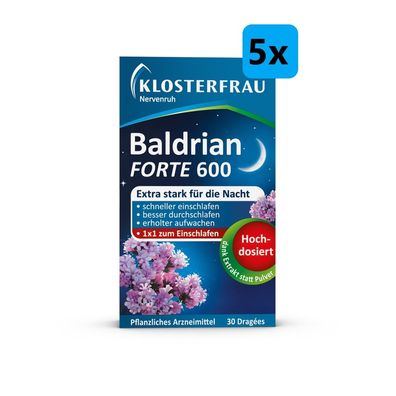 Klosterfrau Nervenruh Baldrian Forte 600 5x 30 Tabletten extra stark schlafen