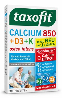 taxofit® Calcium 850 + D3 + K Depot Knochen Muskeln Zähne Vitamine Bewegung
