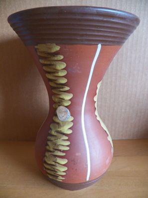 Vase Tischvase in braun mit aufgemaltem Muster ca. 23,5 cm hoch