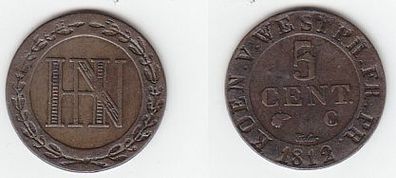 5 Cent Kupfer Münze Königreich Westfalen 1812 f. ss