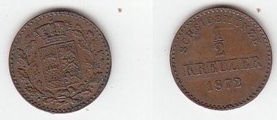 1/2 Kreuzer Kupfer Münze Württemberg 1872 ss+