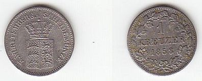 1 Kreuzer Billon Münze Württemberg 1858 ss