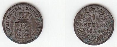 1 Kreuzer Billon Münze Württemberg 1869 f. ss