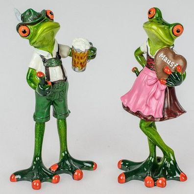 Formano Deko Frosch Froschpaar in Tracht Dirndl Lederhose Oktoberfest Herz Bier