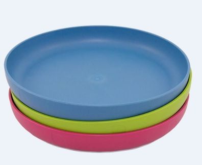 Bunter Teller aus Zuckerrohr 3er-Set