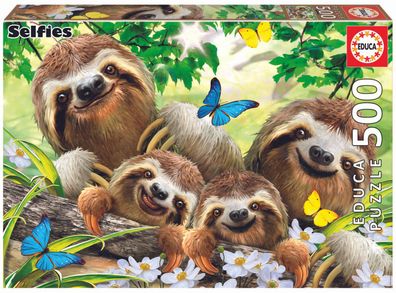Puzzle - Faultier-Familien-Selfie- 500 Teile -Sloth family selfie- Educa # 18450