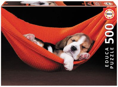 Puzzle - Sleeping in the hammock - 500 Teile, Hund in Hängematte, Educa # 18477