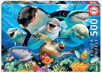 Puzzle - Unterwasser-Selfie- 500 Teile -Underwater Selfies- Delfin Educa # 17647