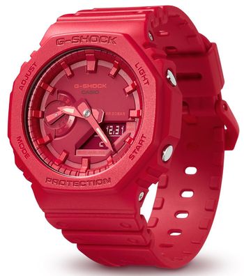 Casio G-Shock Herren Armbanduhr rot | Stoßfest Resin GA-2100-4AER