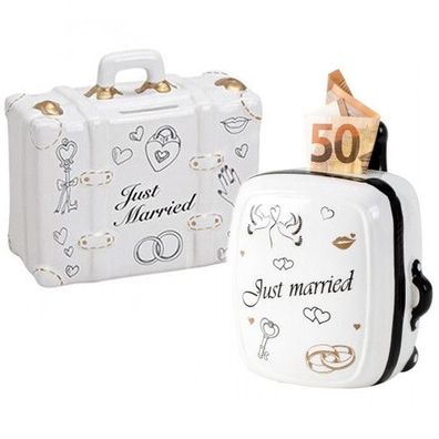 Spardose Koffer Trolley Hochzeit Just Married ideal für Geld Geschenke NEU