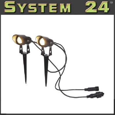 System 24" LED Duospot-extra 2er Set schwarz / warmweiß 3000K außen 491-62