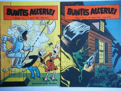 Comics-Buntes Allerlei, Nachdruck Hethke: Band 1 + 2 ,1, Jg. aus Sammlung, neuwertig.