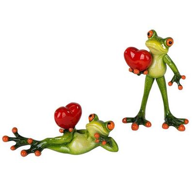 Formano Deko Figur Frosch mit Herz stehend oder liegend rot grün NEU