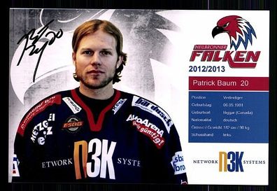 Patrick Baum Heilbronner Falken 2012-13 TOP FOTO Orig. Sign. Eishockey + A 58414