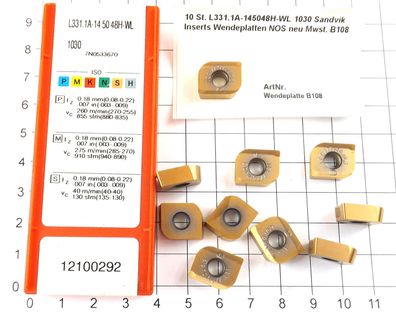 サンドビック U-Maxエンドミル用チップ 4030 10個 R215.44-090208M-WL