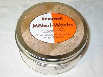 Renuwell - Möbelwachs 500 ml natura-farblos, pastös, einwachsen, reinigen, pfleg