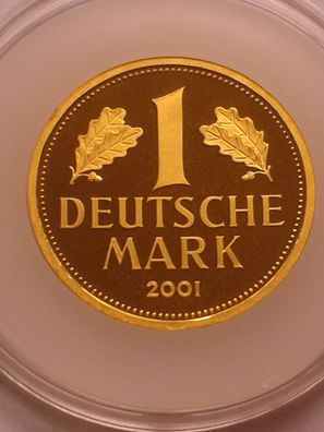 Original 1 DM 2001 Mark Goldmark J (Hamburg) 2001 12g 999er Gold in original Münzdose