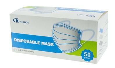 50x Mund- und Nasenschutz Vlies glasfaserfrei 3-lagig