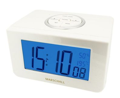 Marschall Sprechender Funk Wecker Alarm Digital Kunststoff weiß Clock Talking 34714