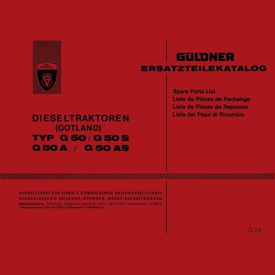 Ersatzteilliste Güldner G 50/ G 50 A/ Gotland, Trecker, Landtechnik, Oldtimer