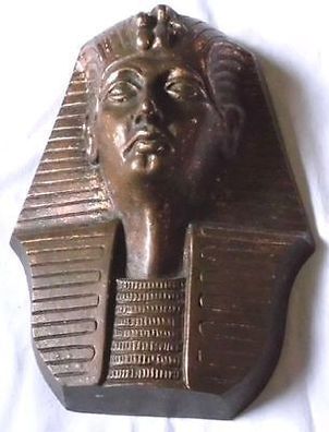 alte ägyptische Maske Pharao aus Guss bronzefarben mit Aufhängung