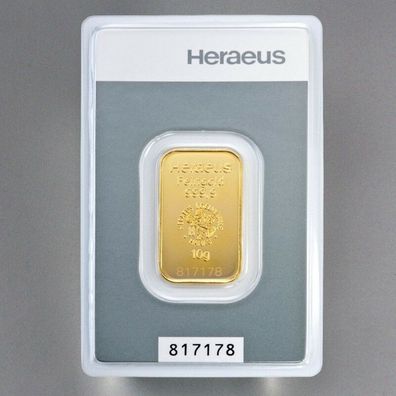 Goldbarren 999 Feingold 1 - 5 - 10 Gramm Heraeus im Blister mit Zertifkat