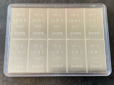 ESG Valcambi CombiBar 10 x 10 Gramm 999 Silbertafel Silber mit Zertifikat in Box