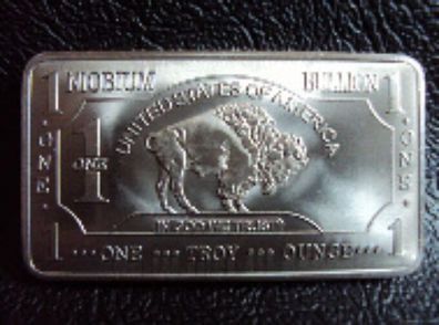 Niobium Barren American Buffalo 1 oz Unze Niob 999 Barren Seltene Rohstoffe Erde