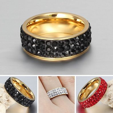 Designer Luxus Damen Ring 3 fach Kristall Strass Zirkonia Edel 18k vergoldet NEU